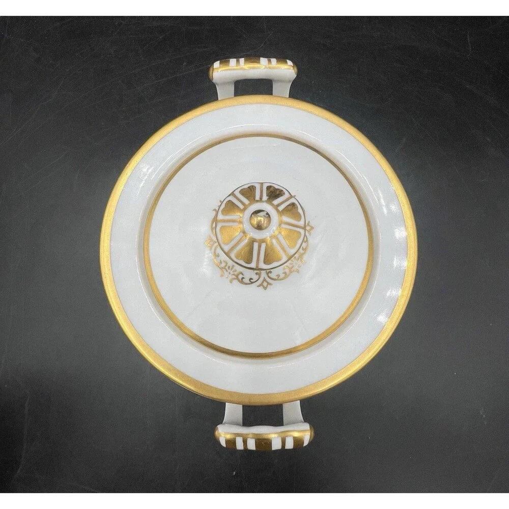 Noritake Patricia Creamer & Covered Sugar Bowl Gold Trim White Japan Vintage